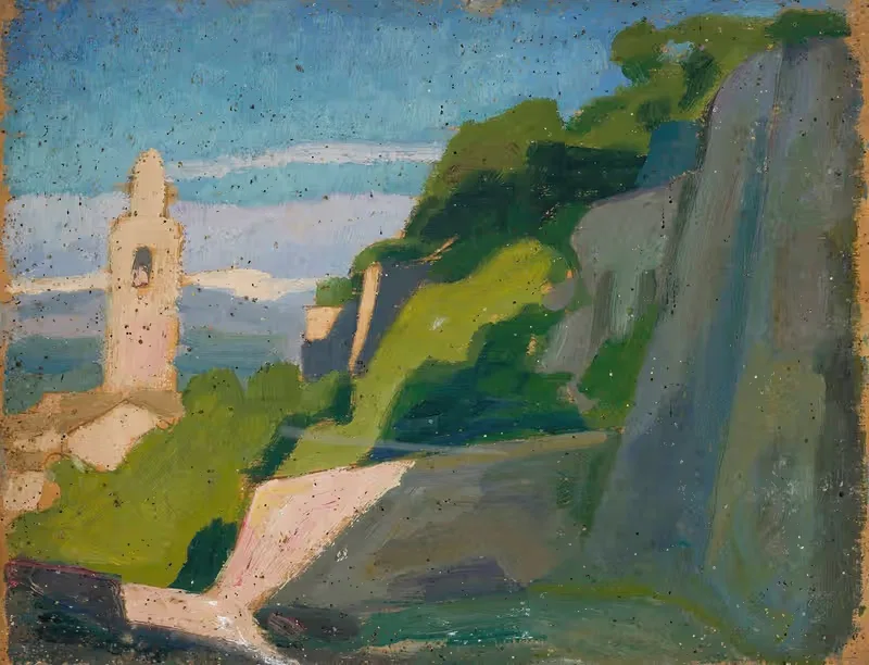 Landscape with a shrine by Jan Rembowski — digital art print download