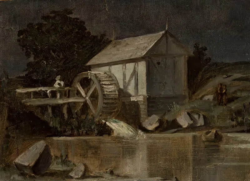 Мельница у реки в лунную ночь by Ян Станиславский, 1883 — digital art print download