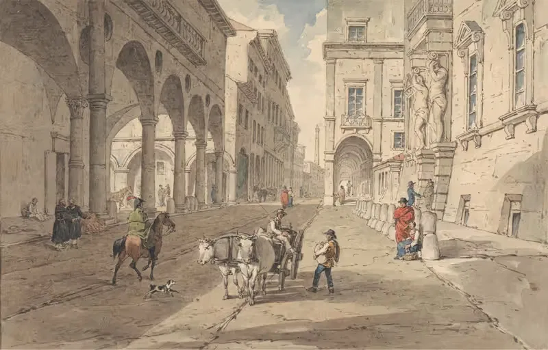 Bologna, View in the Strada Maggiore — John Augustus Atkinson
