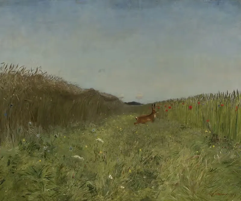 Заяц в зерне by Йозеф Хелмоньский, 1888 — digital art print download
