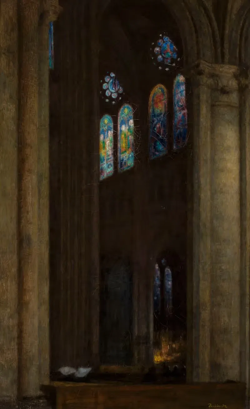 Interior of the cathedral in Chartres — Józef Pankiewicz