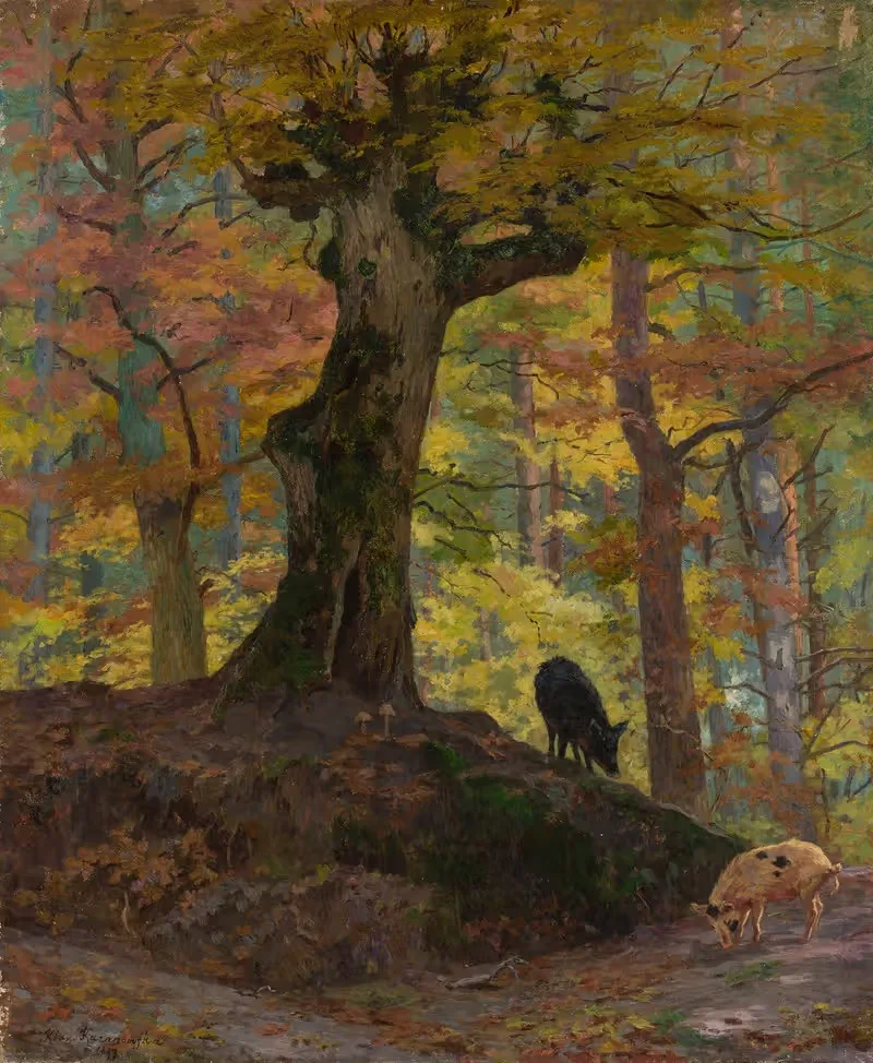 Дикие свиньи в лесу by Мария Класс-Казановская, 1897 — digital art print download