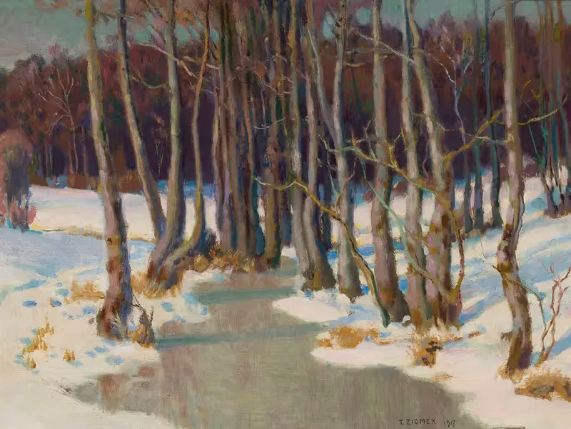 Лесной ручей зимой by Теодор Зиомек, 1917 — digital art print download