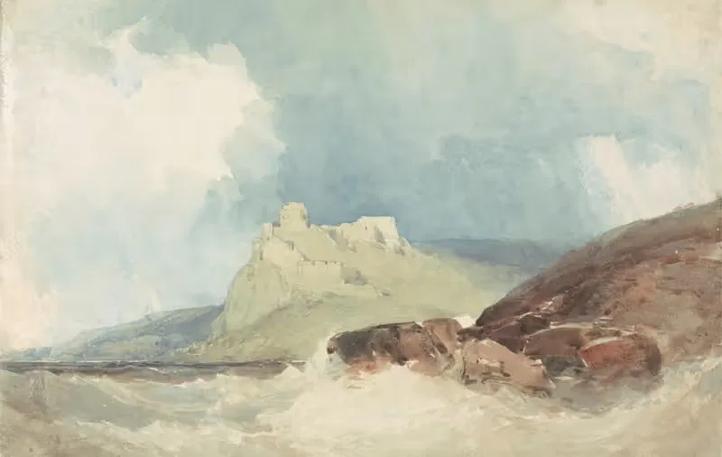 Castle on a Cliff with Stormy Sea — William Callow
