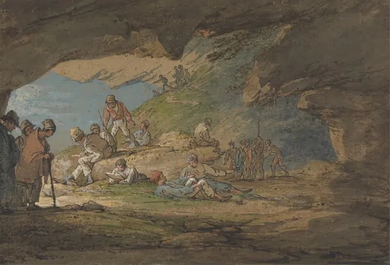 A Cave in Sunlight, with Figures by William Payne, 1825 — digital art print download