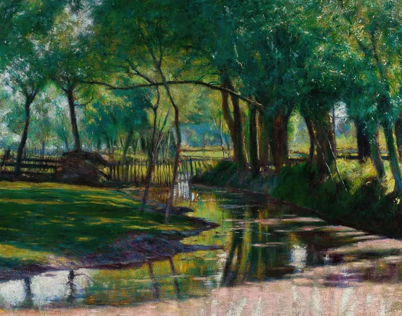 Green landscape with a stream by Władysław Podkowiński, 1891 — digital art print download