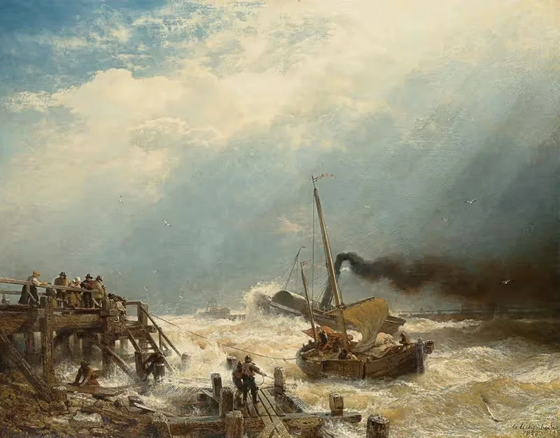 Порт Остенде by Андреас Ахенбах, 1858 — digital art print download