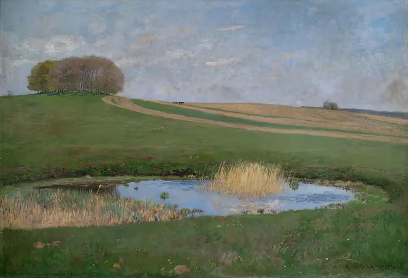 Sommerlandschaft mit einem Tümpel by Hans Richard von Volkmann, 1897 — digital art print download