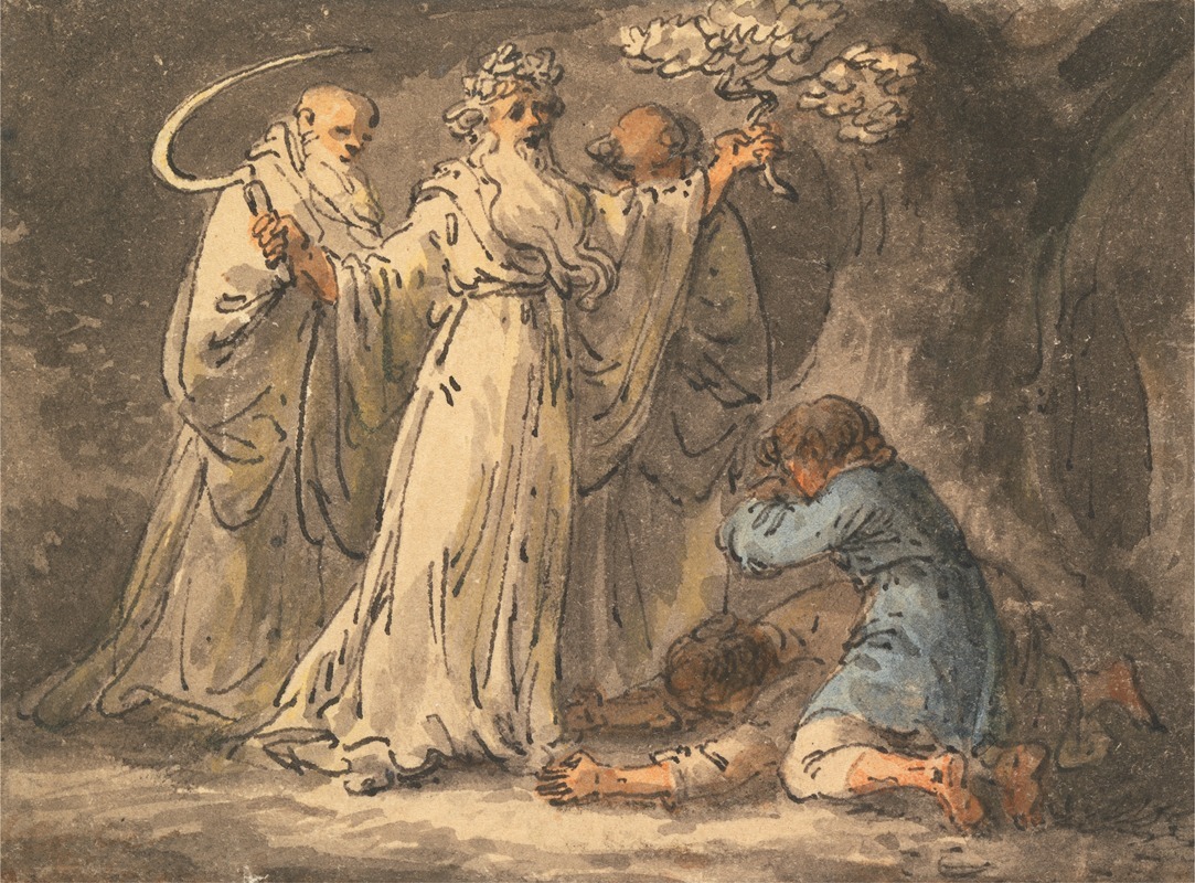 Cutting Mistletoe from it by the Druids by Юлий Цезарь Иббетсон — digital art print download