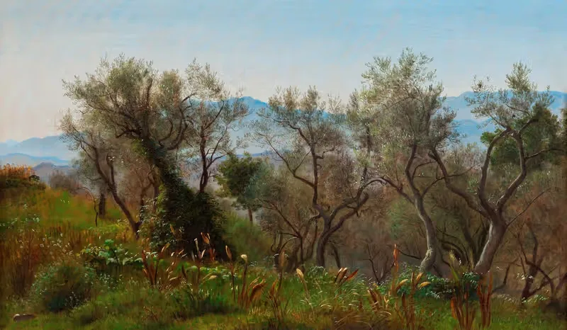 Оливковые деревья рядом с Олевано by П. К. Сковгорд, 1869 — digital art print download