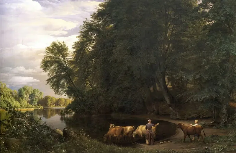Летний вечер у озера by П. К. Сковгорд, 1859 — digital art print download
