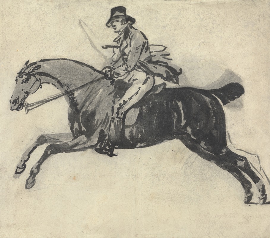 Galloping Rider With Whip Under His Arm by Юлий Цезарь Иббетсон — digital art print download