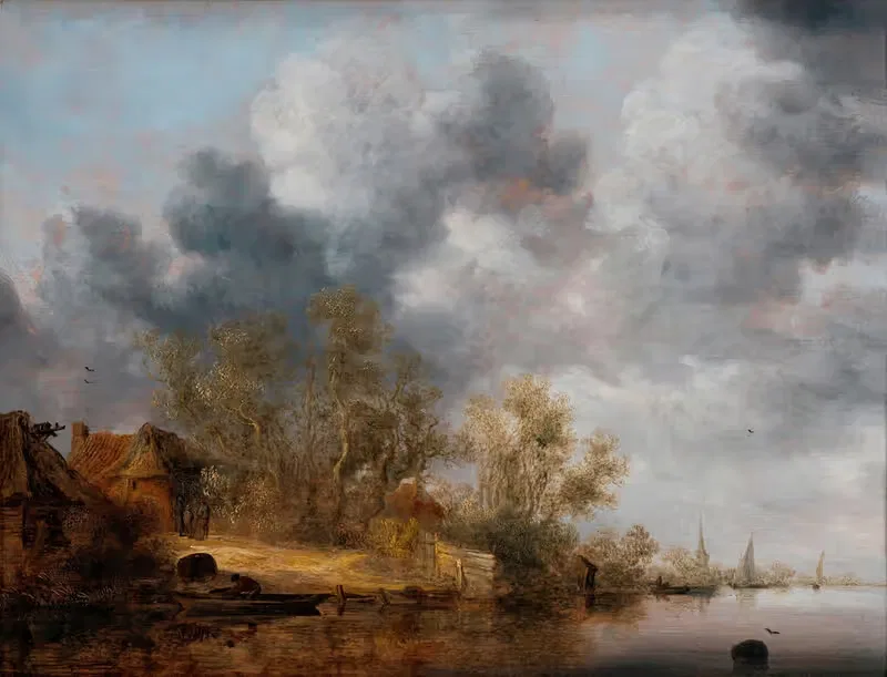 Голландский берег реки by Саломон ван Руйсдал, 1630-1635 — digital art print download