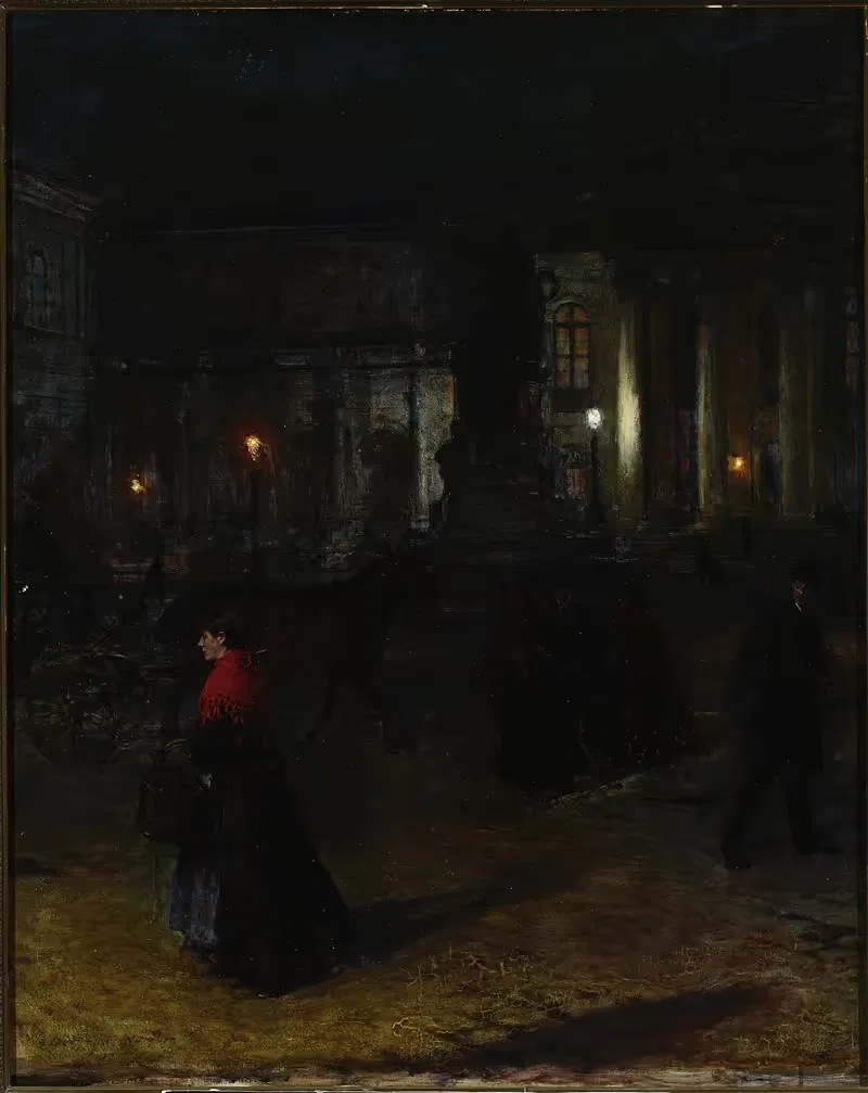 Площадь Макса-Йозефа в Мюнхене ночью by Александр Гиерминьский, 1890 — digital art print download