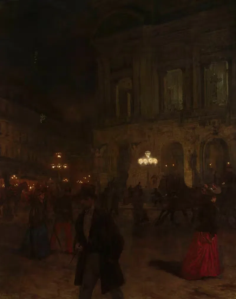 Paris Opera at night by Aleksander Gierymski, 1891 — digital art print download