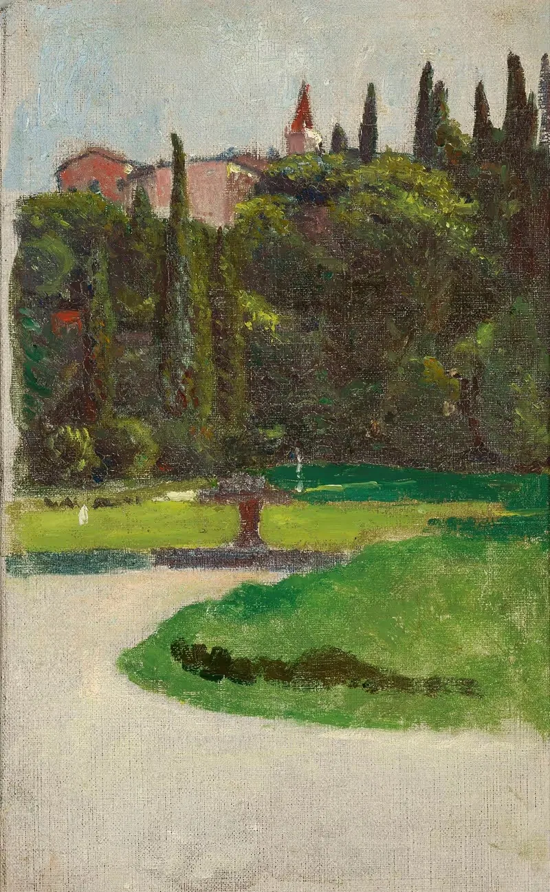 Villa d'Este in Tivoli, sketch — Aleksander Gierymski