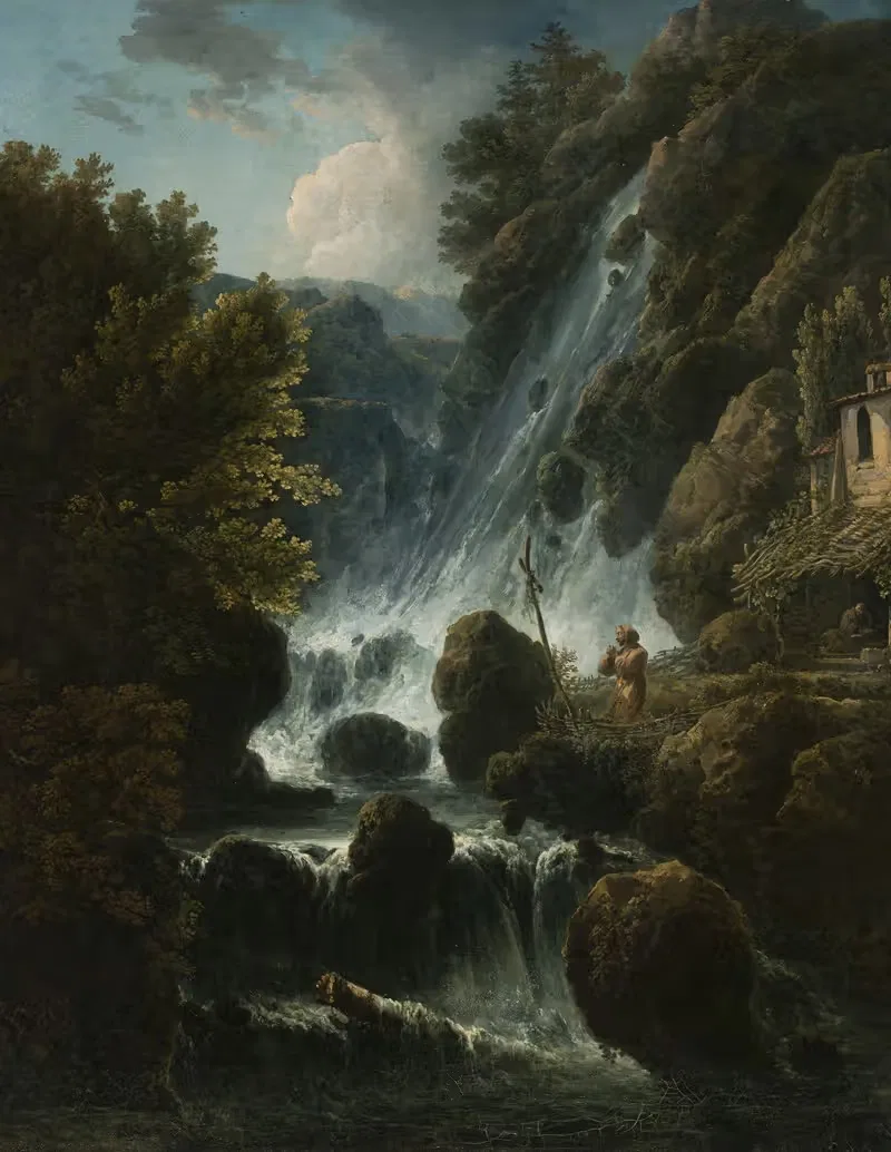 Отшельник, молящийся у водопада by Шарль Сантуар де Варенн, 1819 — digital art print download
