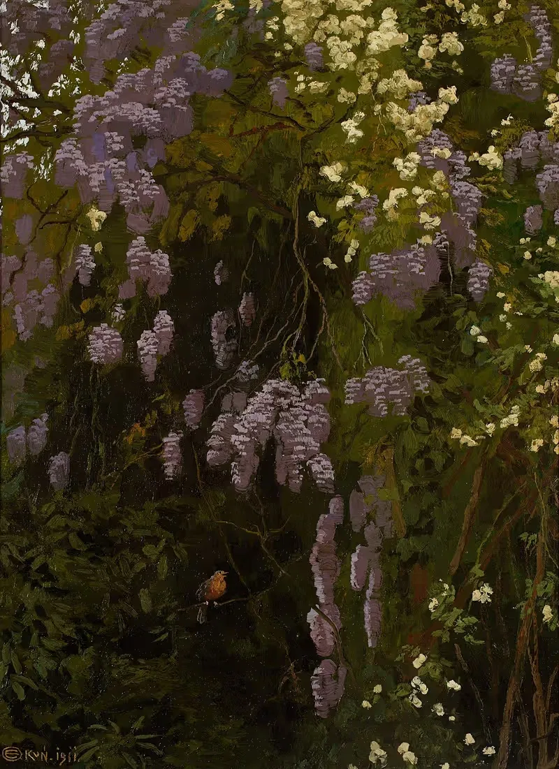 Цветущие глицинии by Эдвард Окун, 1911 — digital art print download