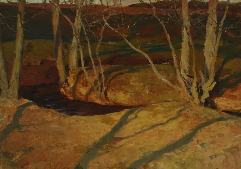 Осенний пейзаж на закате by Фердинанд Рушчиц, 1907 — digital art print download