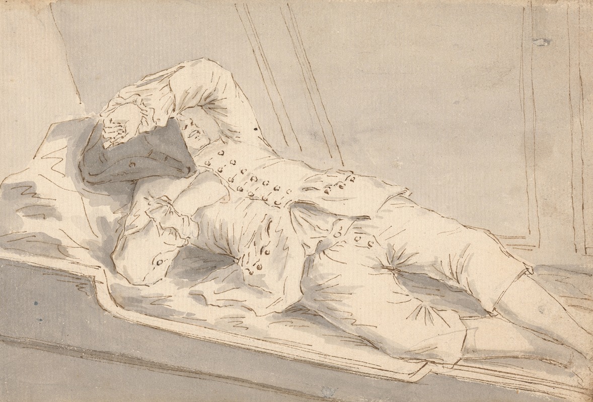 Man Asleep in a Bunk on Board a Ship by Louis Philippe Boitard — digital art print download
