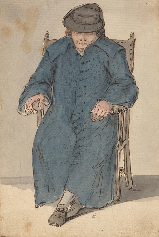 Man Asleep in a Long Blue Coat by Louis Philippe Boitard — digital art print download