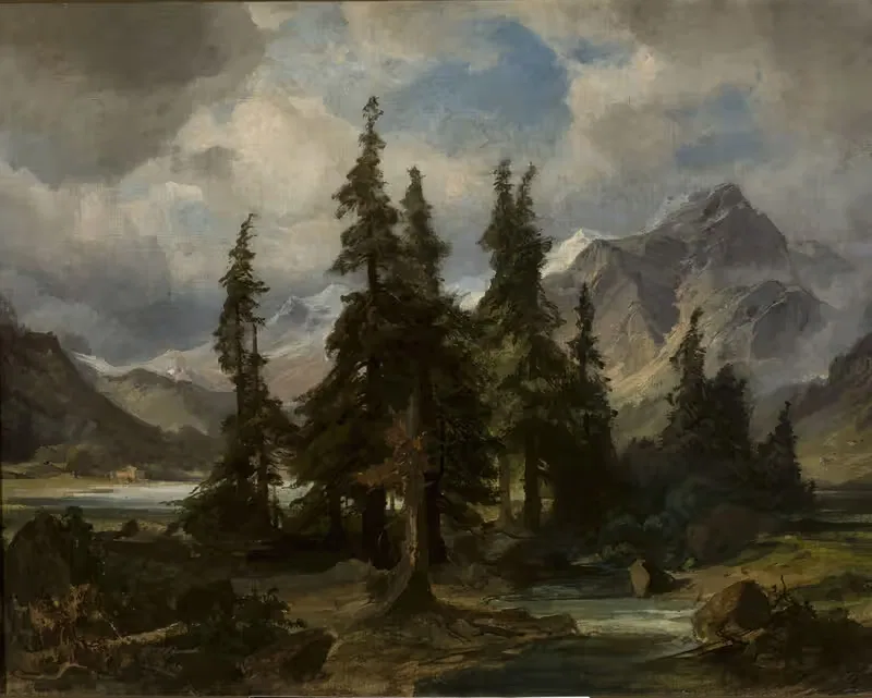 Горно-лесной пейзаж из Норвегии by Фридрих Преллер Старший, 1840-1850 — digital art print download