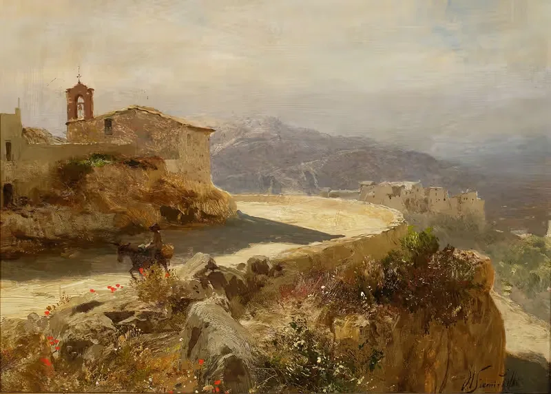 Итальянский пейзаж с ослом by Генрик Симирядзкий, 1880 — digital art print download