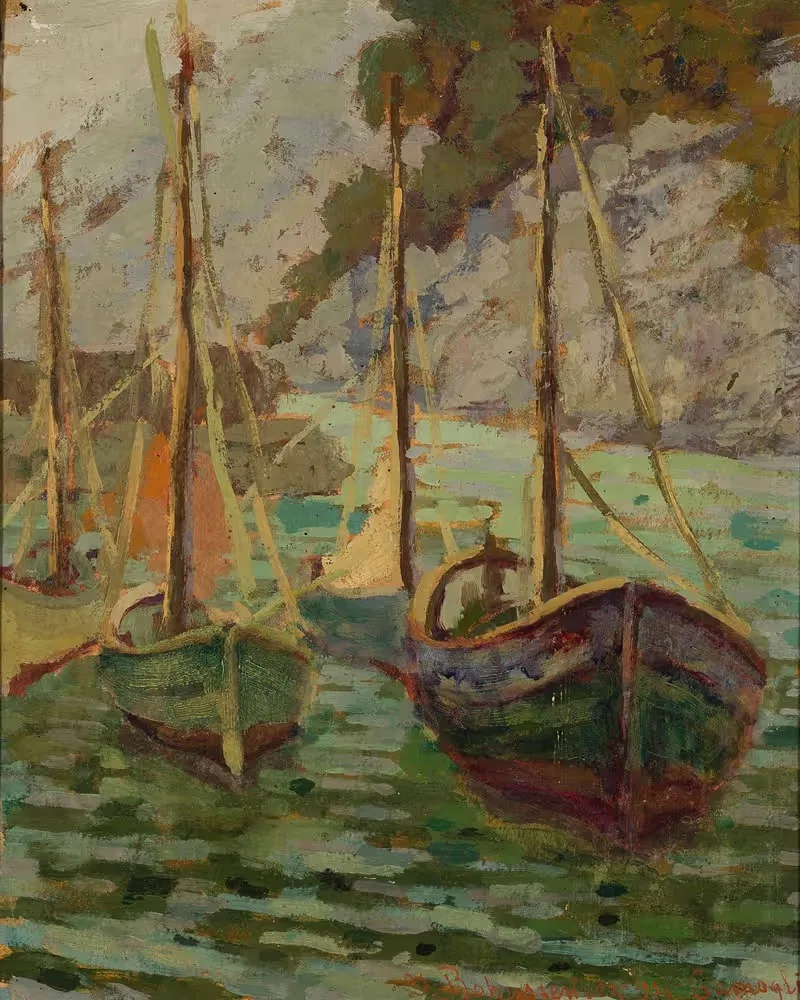 Port in Camogli at dusk — Jan Bohuszewicz