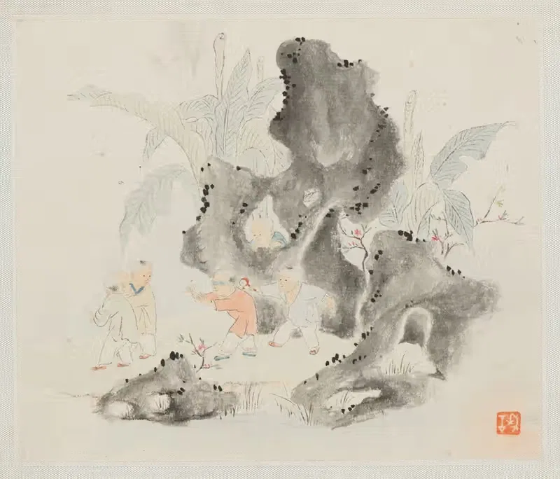 Children Play in a Rocky Grove — Hua Yan