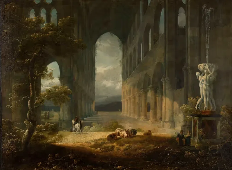 Fantastical ruins with a pastoral scene — Jean-François Depelchin