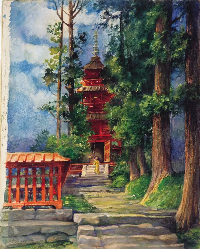 Red Pagoda, Nikko by John La Farge, 1886 — digital art print download