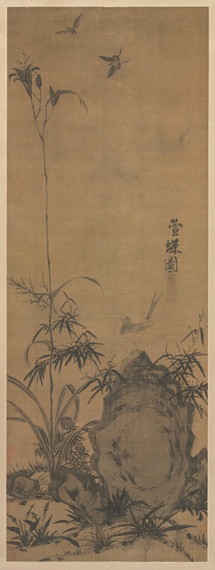 Lily and Butterflies by Liu Shanshou — digital art print download