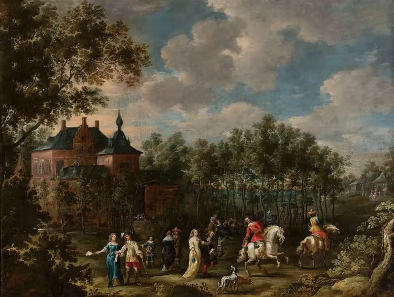 Сцена в парке by Лукас ван Уден, c. 1650 — digital art print download