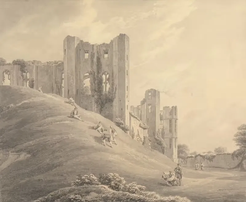 Kenilworth Castle, with Figures on the Hillside — Michael Angelo Rooker
