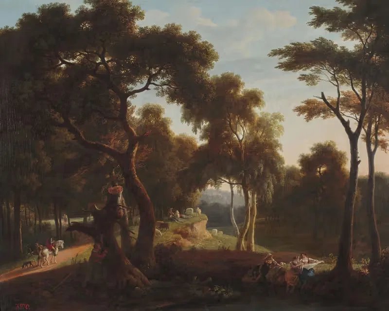 Landscape with laundresses at the waterside — Pierre Jean Boquet