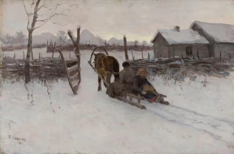 Двор с санями by Тит Дворников, 1900 — digital art print download