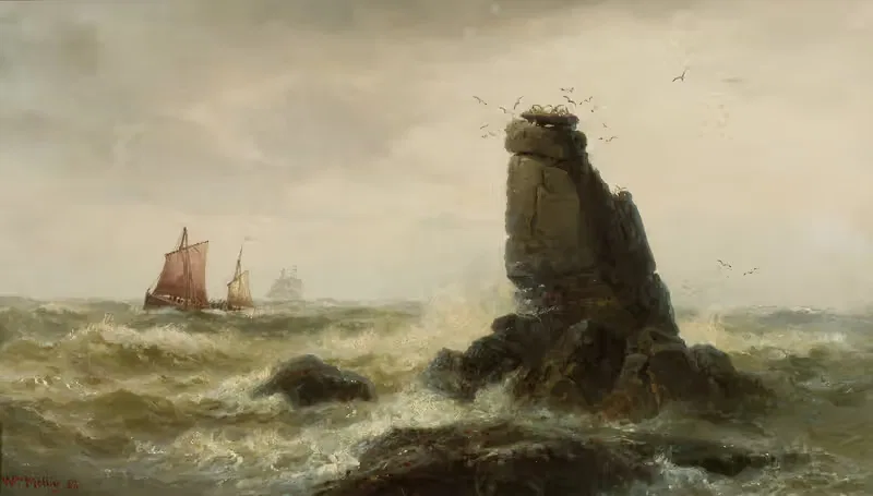 Marine landscape with sail boats — Vilhelm Melbye