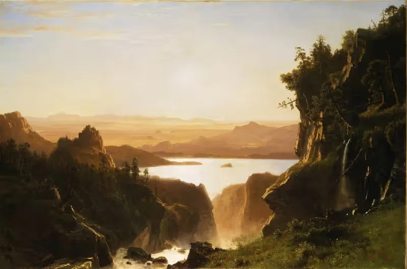 Озеро Айленд, горный хребет Уинд-Ривер, Вайоминг by Альберт Бирштадт, 1861 — digital art print download