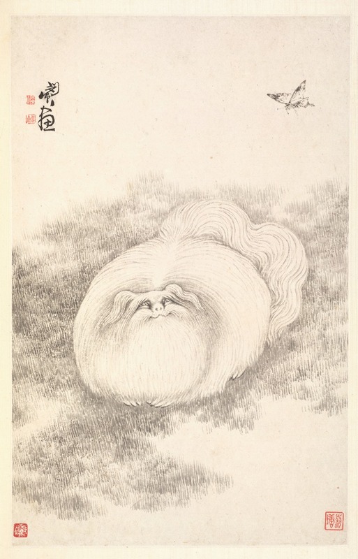 Cat and Butterfly by Min Zhen, 1788 — digital art print download