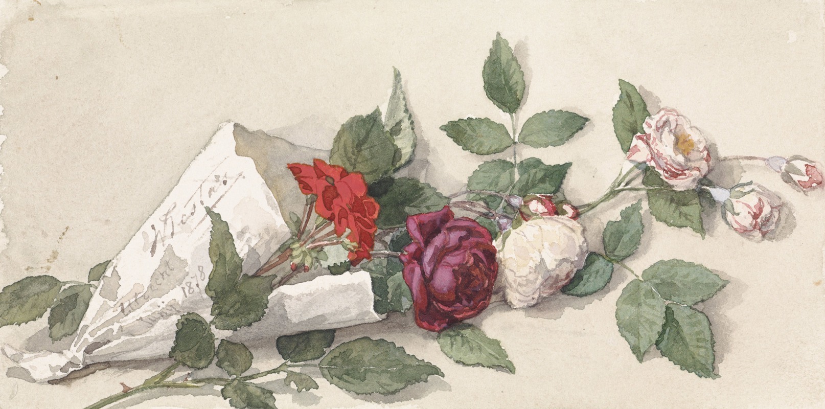 Boeket rozen en pelargonium by Виллем де Фамарс Тестас, 1878 — digital art print download