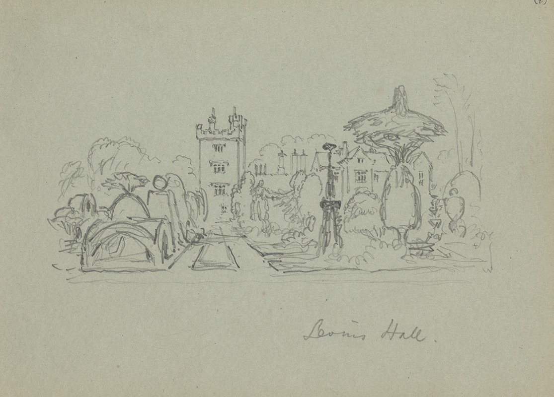 Study of a Mansion with Gardens, Leonis Hall — Myles Birket Foster