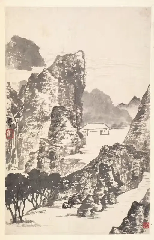 Landscape after Mi Fu by Min Zhen, 1788 — digital art print download