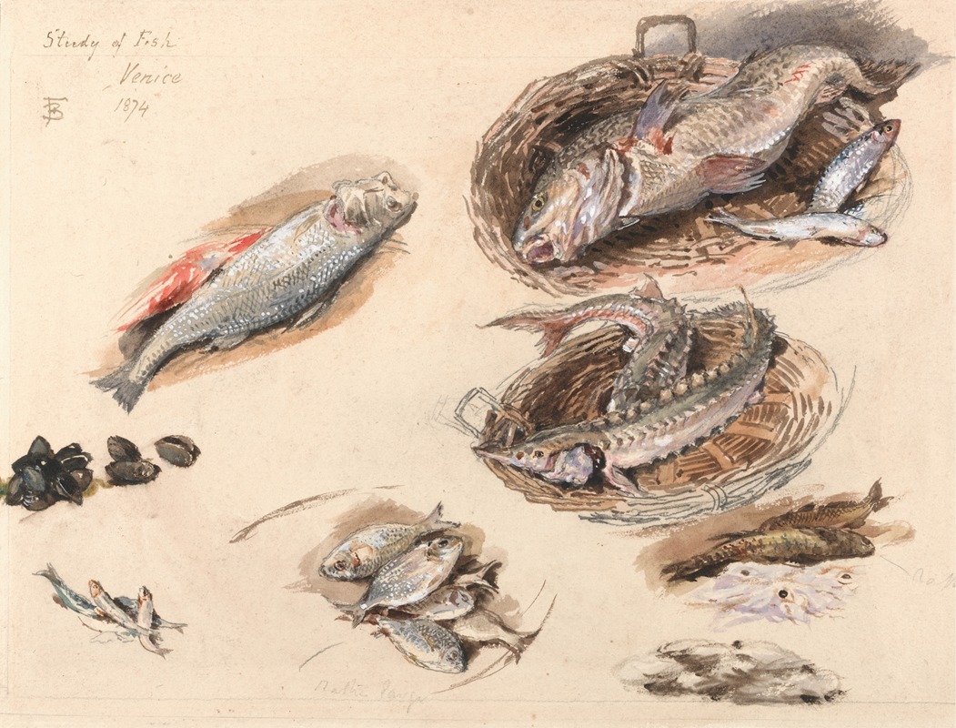 Study of Fish, Venice by Майлс Биркет Фостер, 1874 — digital art print download