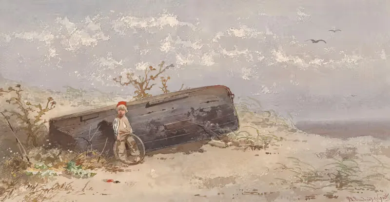 Boat on the Beach by Frans Arnold Breuhaus de Groot — digital art print download