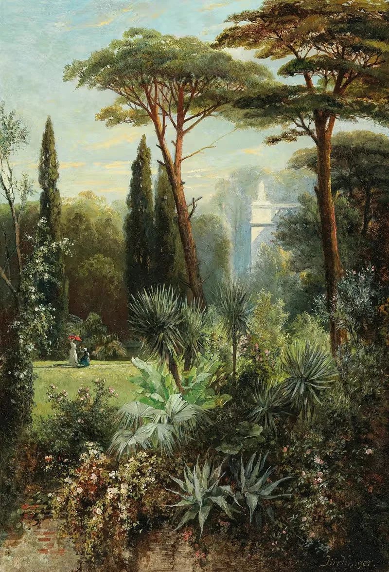 A Romantic Castle Park in the South — Franz Xaver Birkinger