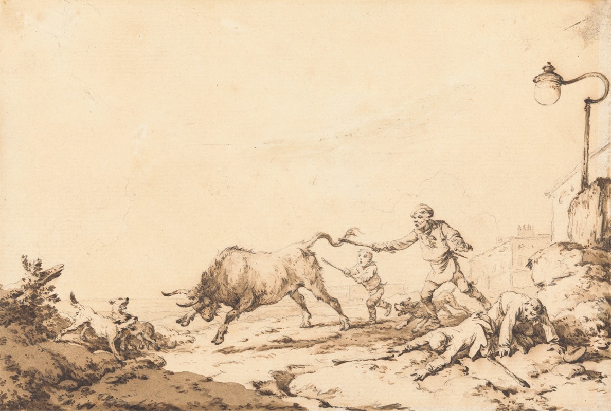 A Bull Charging by Филип Джеймс де Лутербург, 1794 — digital art print download