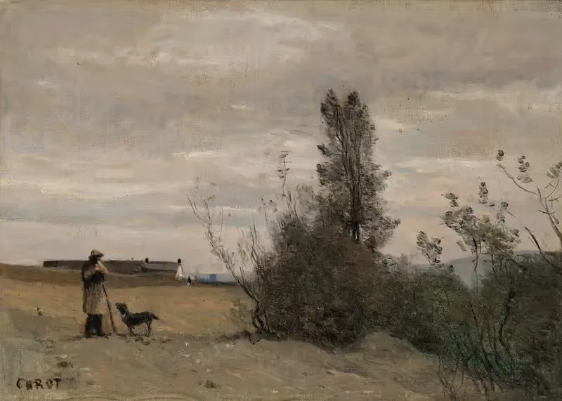 Пастух с собакой Ровер by Жан-Батист-Камиль Коро, 1865 — digital art print download