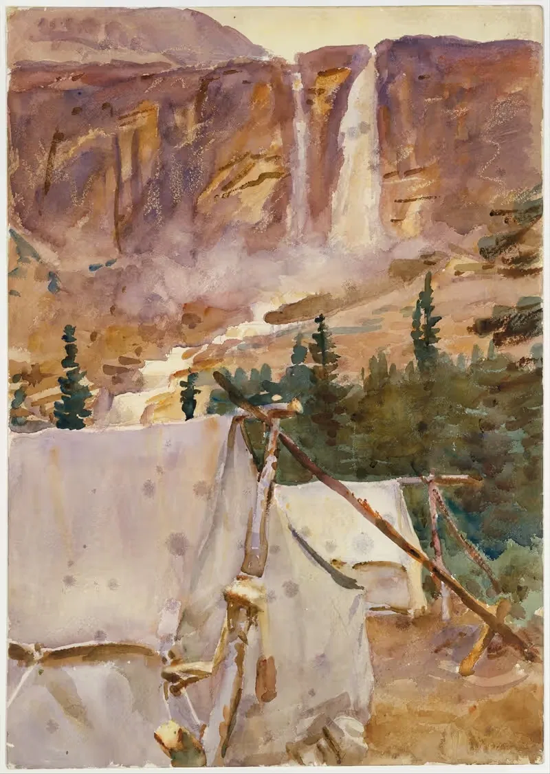 Лагерь и водопад by Джон Сингер Сарджент, 1916 — digital art print download