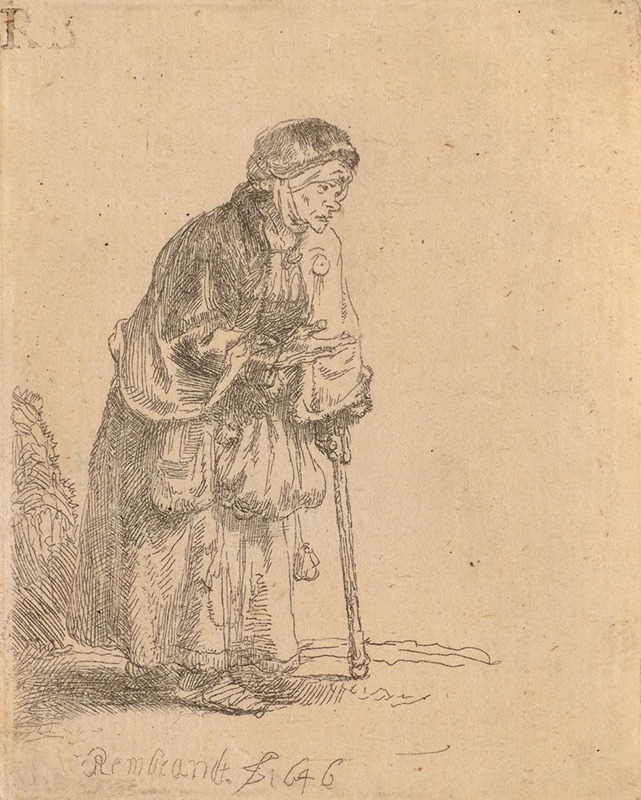 Beggar Woman Leaning on a Stick — Rembrandt van Rijn