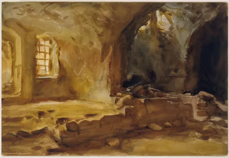 Ruined Cellar—Arras by John Singer Sargent, 1918 — digital art print download